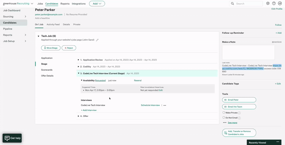 Application review stage – Greenhouse Support